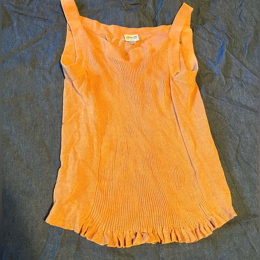 Armani Collezioni tank Top knit 6 rayon nude peach color